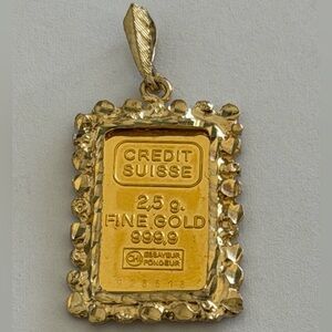 Credit Suisse Gold Bar 2.5g Fine Gold 999.9 Pendant
